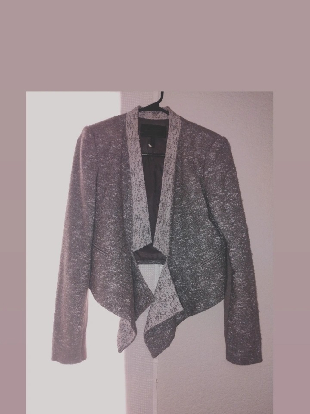 BCBGMaxAzria Heather Gray Open-Front Draped Cardigan